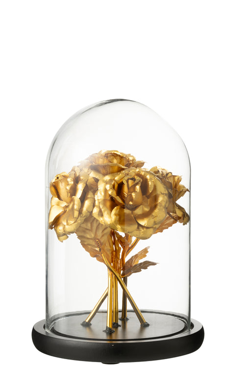 J-Line decoratie Stolp Roos - glas - goud/zwart - medium - vtwonen shop