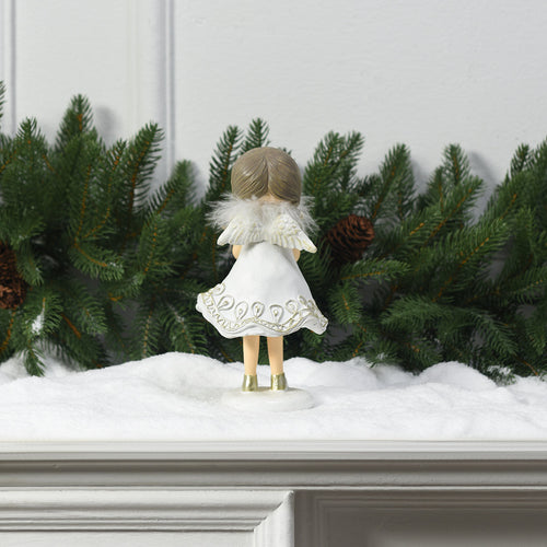 Sia Deco - Fillette kerstfiguurtje met engelenhart - Wit / 18 cm - Wit - Hars - H18 - vtwonen shop