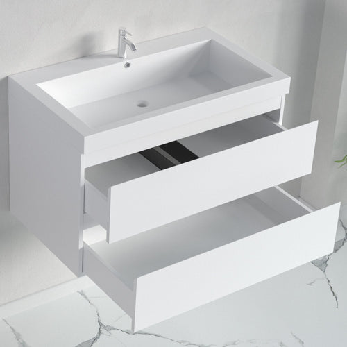 LOMAZOO badmeubelset Avalon - met hoge kast - glanzend wit - 80 cm