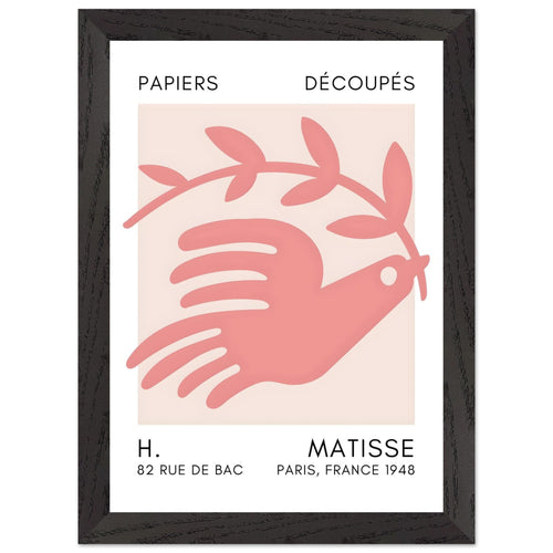 Artfulprints Poster met Lijst Matisse - Peace dove taupe   - A4 21x29.7 cm - Taupe