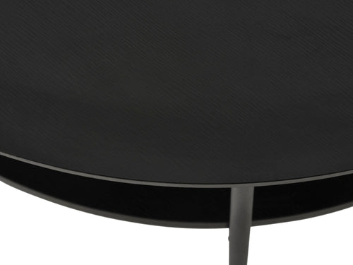 Rebellenclub Salontafel Berley - ¿80 cm - Zwart met Rattan
