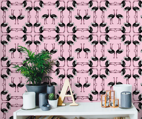 Walls4You behang flamingo's babyroze en zwart - 53 cm x 10 m - 640121 - vtwonen shop