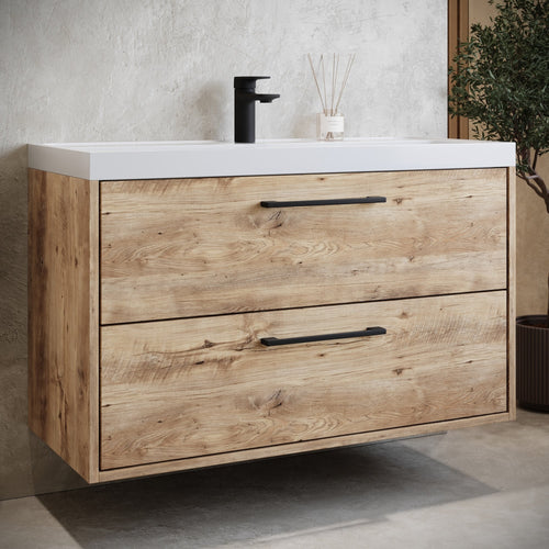Badplaats Badkamermeubel Florence 01 80 x 40 cm – Kastanje Eiken – Hangend Badmeubel met Soft-Close