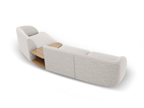 Micadoni Rechte modulaire bank Miley 3-zits, structurele stof geld - 126x303x70cm