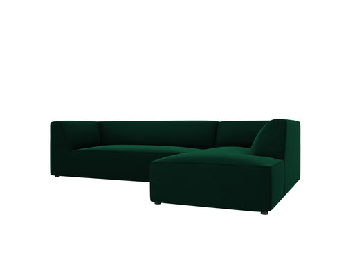 Micadoni rechter hoekbank Ruby 4-zits, flueel, flessengroen - 180x273x69cm
