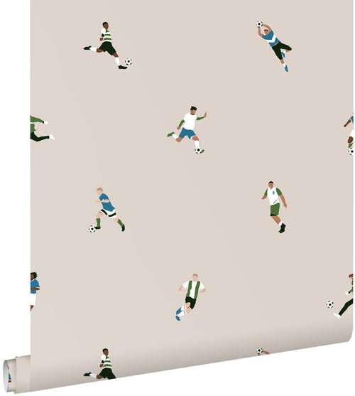 ESTAhome behang voetbalspelers beige - 50 x 900 cm - 131279 - vtwonen shop