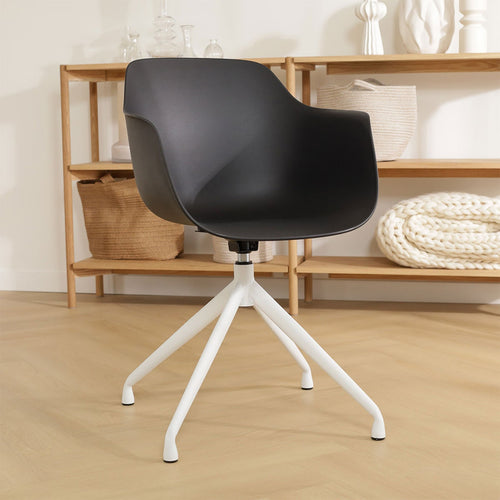 Nolon Nola-Puk Draaibare Eetkamerstoelen Zwart - Wit Onderstel - 2x - vtwonen shop