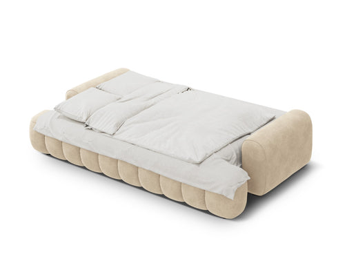 Cosmopolitan Design Slaapbank met opbergdoos Linz 4-zits, flueel lichtbeige - 100x250x84cm