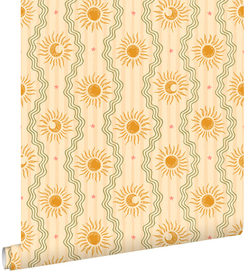 ESTAhome behang retro ornamenten geel, oranje en groen - 50 x 900 cm - 131714