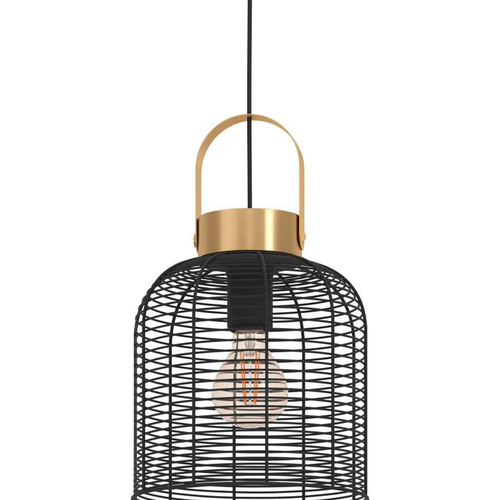 EGLO hanglamp Roundham - e27 - ø 22 cm - zwart/goud - staal