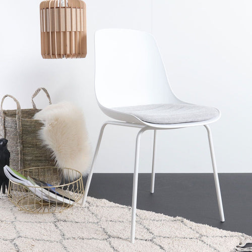 Nolon Nora-Liv Eetkamerstoel Wit - Lichtgrijs Kussen - Witte Poten - vtwonen shop