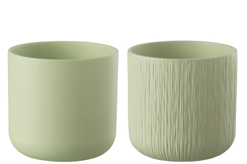 J-Line bloempot Gen - keramiek - pistache  - XXL - 2 stuks - Ø 26.5 cm