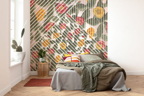 Sanders & Sanders fotobehang planten groen, rood en geel - 300 x 280 cm - 611848
