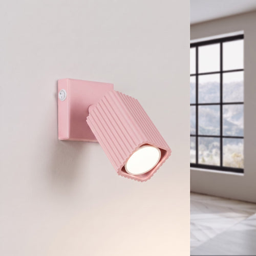 Sollux Lighting Wandlamp RAYO roze met schakelaar - 8x16x16cm