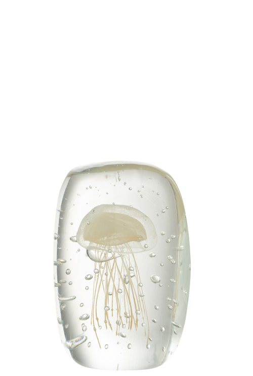 J-Line presse-papier Calypso Vierhoek - glas - transparant/beige - small