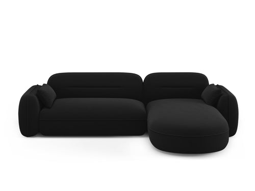 Cosmopolitan Design Modulaire hoekbank rechts Sydney 4-zits, flueel, zwart - 165x275x70cm
