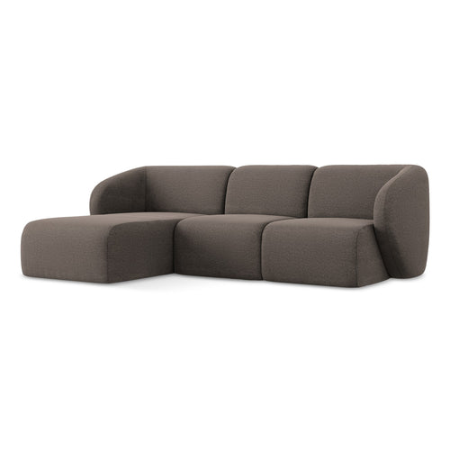 LaMiaSofa hoekbank links Cervo - bouclé - chocolade - 248x166x100