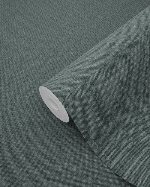 ESTAhome behang effen denim jeans structuur vergrijsd groen - 53 cm x 10.05 m - 148706