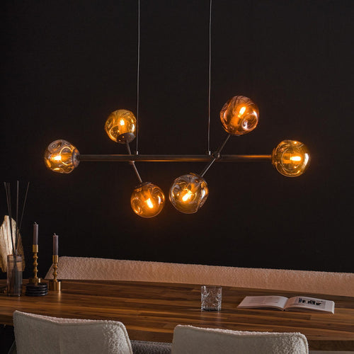 Giga Meubel Hanglamp Molecule Mix - Zwart - 6-Lichts - 150x110x40cm
