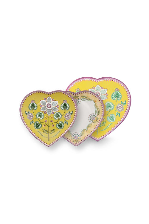 Pip Studio Bordenset Hart - Lily&Lotus - Geel - 23cm - Set van 2