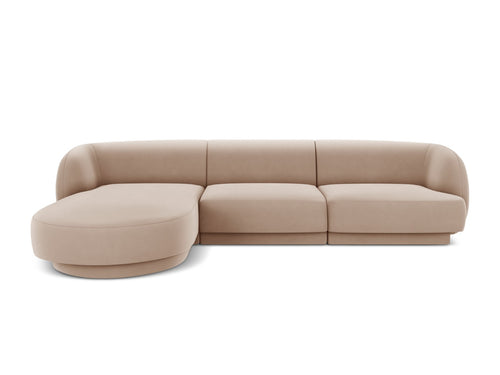 Micadoni linker hoekbank Miley 4-zits, flueel, cappuccino - 156x255x70cm
