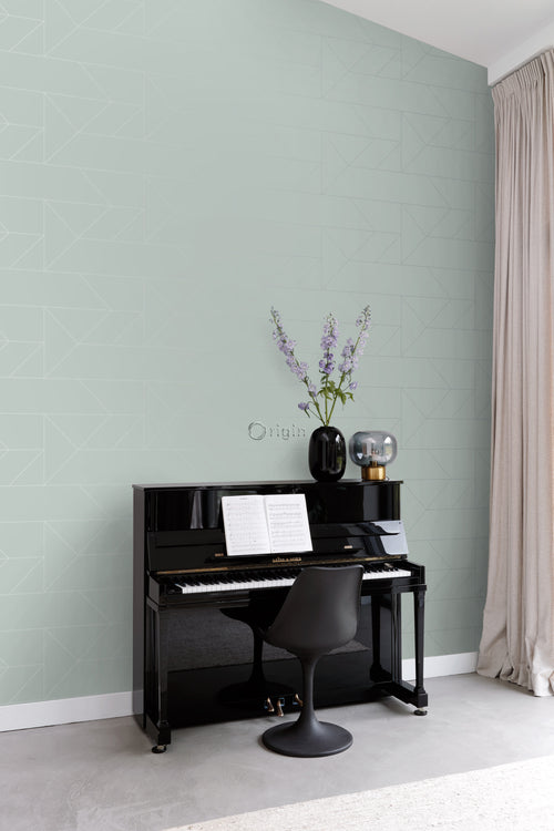 Origin Wallcoverings behang grafische lijnen celadon groen - 0,53 x 10,05 m - 347722 - vtwonen shop