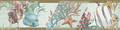 Sanders & Sanders zelfklevende behangrand onderwaterwereld blauw - 500 x 13.25 cm - 640041 - vtwonen shop