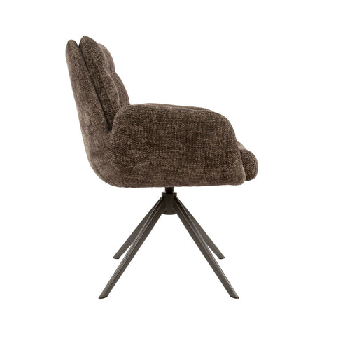 Giga Meubel Armstoel Hoven Taupe/Bruin – Draaibaar – Polyester  - Set van 2