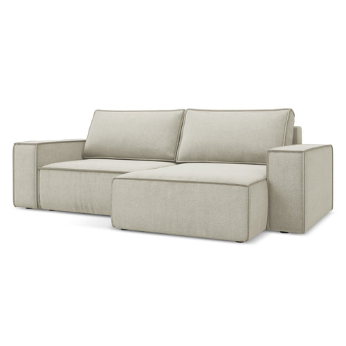 LaMiaSofa hoekbank rechts Livorno - textuurstof - lichtbeige - 257x148x82