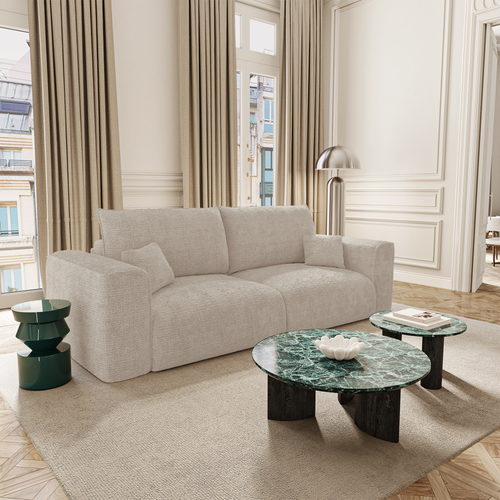 Premium Interiors - Snel uitklapbare slaapbank COMO - zacht aanvoelende geweven stof beige 216cm