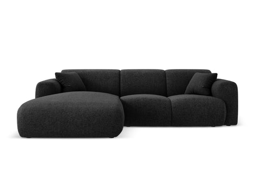 Cosmopolitan Design linker hoekbank Nolio 4-zits, chenille, zwart - 170x260x72cm
