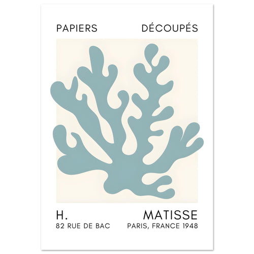 Artfulprints Poster Matisse – Saltflower shapes turquoise   - A4 21x29.7 cm - Turquoise