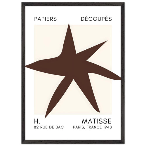 Artfulprints Poster met Lijst Matisse – Star of the sea brown   - 50x70 cm - Bruin