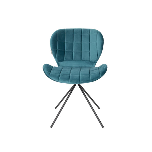 Zuiver OMG Velvet Eetkamerstoelen Blauw - Set van 2 - vtwonen shop