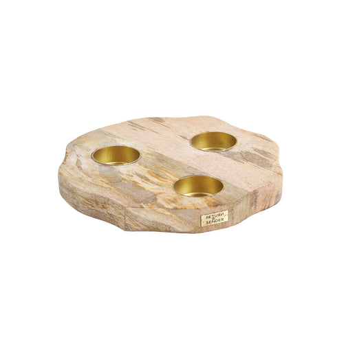Return to Sender Kaarsenplank mangohout Ø 18 cm voor 3 waxinelichtjes - vtwonen shop
