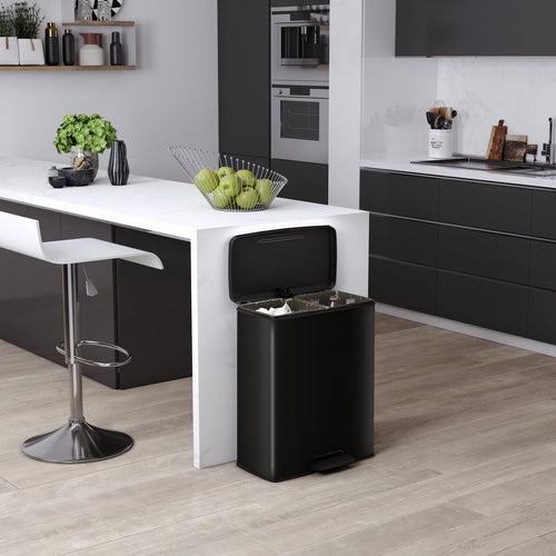 Curver Decobin Duo Prullenbak - 26L+26L - Rechthoekig - Zwart - vtwonen shop