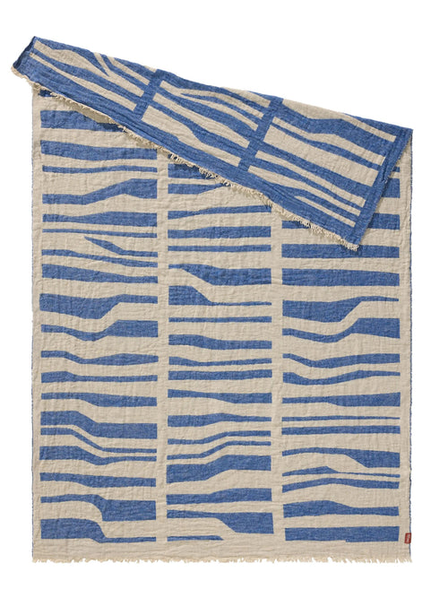 benuta deken Jana - créme/blauw - 130x180 cm