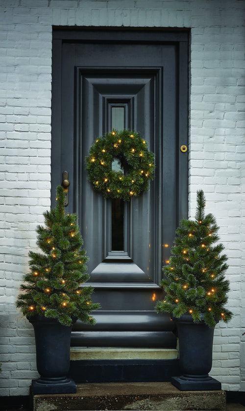 Black Box Trees Glendon Kerstkrans met Verlichting - Kerstversiering met Besneeuwd Effect voor Kerst - Deurkrans voor Binnen op Batterijen - Ronde