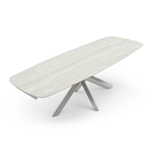 Premium Interiors - Uitschuifbare eettafel CAST - travertijnkeramiek travertijn 240cm