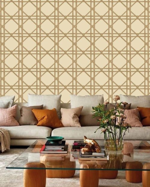 Catchii Behang Bamboo braided trellis beige - vtwonen shop