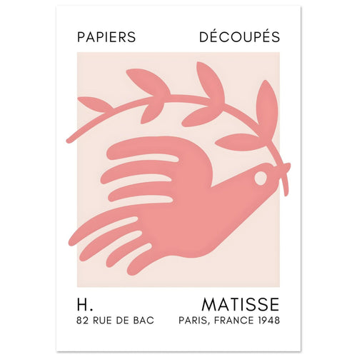 Artfulprints  Matisse - Peace dove taupe   poster A4 21x29.7 cm - vtwonen shop
