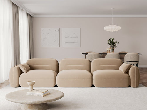 Cosmopolitan Design Modulaire bank Sydney 4-zits, flueel, zand - 90x320x70cm