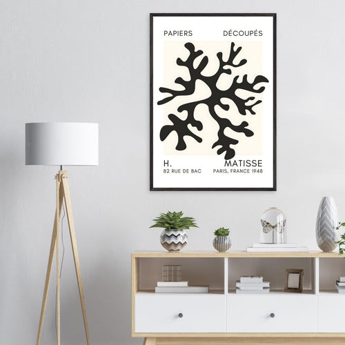 Artfulprints Poster Matisse – Dreamy coral flower black   - 70x100 cm - Zwart