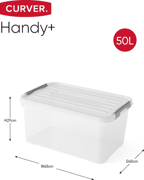 Curver Handy+ Opbergbox - 50L - 2 stuks - Transparant met deksel