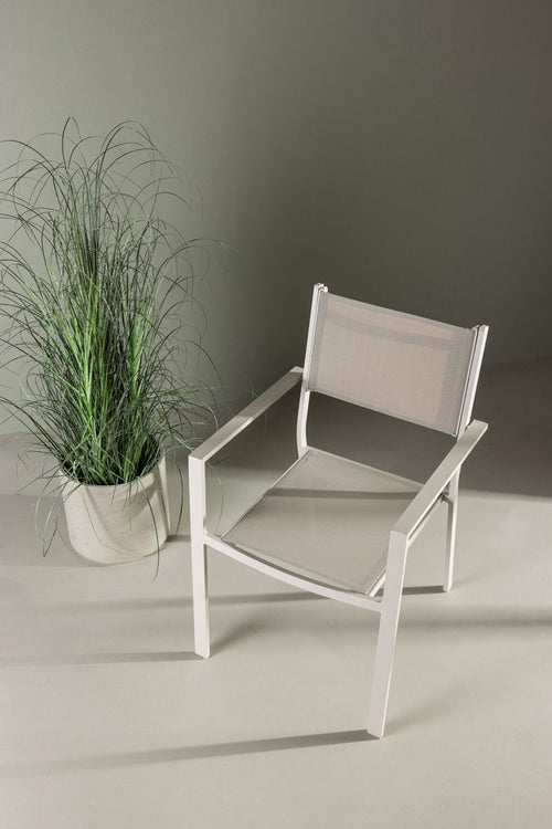 Nest outdoor Narda aluminium tuinstoel beige - met armleuningen - set van 2