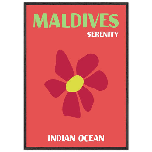 Artfulprints Poster met Lijst Indian Ocean - Maldives   - 70x100 cm - Rood