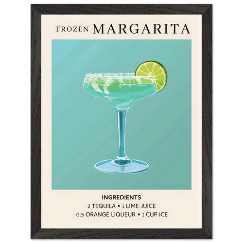 Artfulprints Poster met Lijst Frozen Margarita cocktail II - Ingrediënten   - 30x40 cm - Turquoise