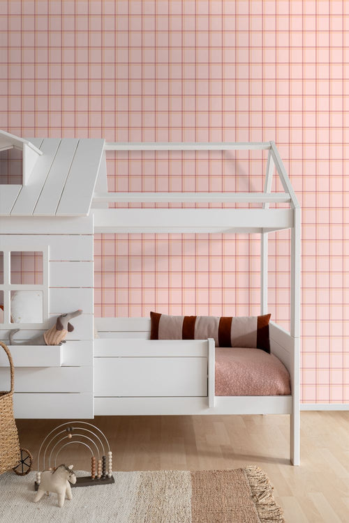 ESTAhome behang ruiten roze en oranje - 50 x 900 cm - 132167