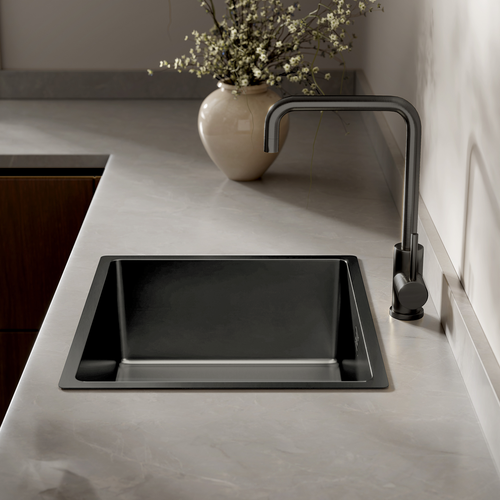 LOMAZOO Spoelbak Keuken Inferno - 50 x 40 cm - Gun Metal - RVS