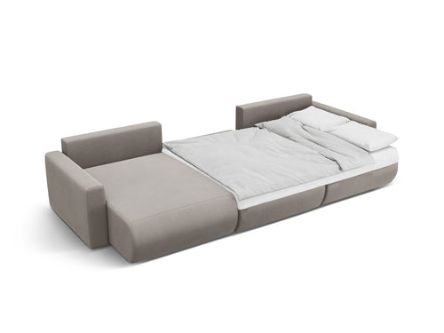 Cosmopolitan Design Converteerbare panoramische bank met opbergdoos Belfast 4-zits, flueel concreet - 149x340x84cm